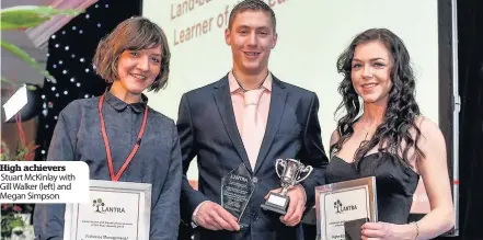  ??  ?? High achievers Stuart McKinlay with Gill Walker (left) and Megan Simpson