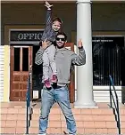  ??  ?? Napier surfer Shon Turfrey with daughter Ava.