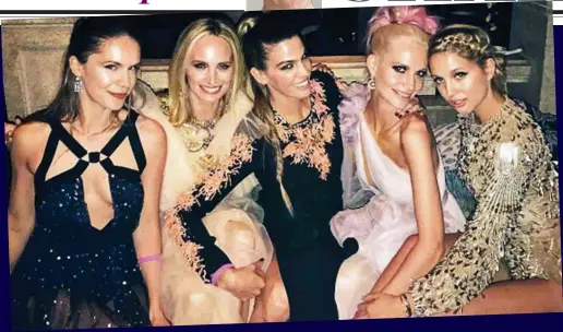  ??  ?? Pure opulence: From left, jewellery designer and shipping heiress Eugenie Niarchos, New York socialite Lauren Santo Domingo, Italian socialite Bianca Brandolini, model Poppy Delevingne and Princess Olympia