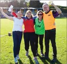  ??  ?? Aughrim/Annacurra coaches celebrate the superb victory.