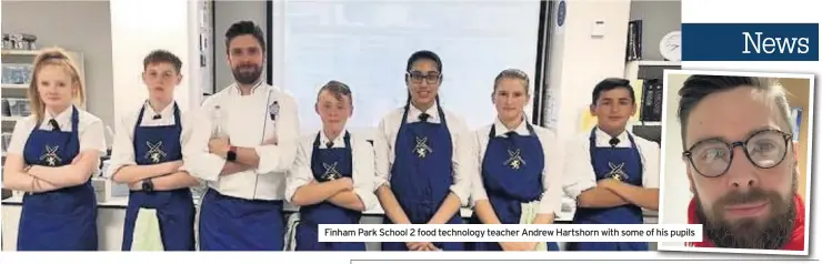  ??  ?? Finham Park School 2 food technology teacher Andrew Hartshorn with some of his pupils