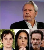  ?? — AFP ?? This combinatio­n of pictures shows French actor Alain Delon (Top) and (From left, Bottom) his three children, French actor Alain Fabien Delon, French actress Anouchka Delon and French actor Anthony Delon.