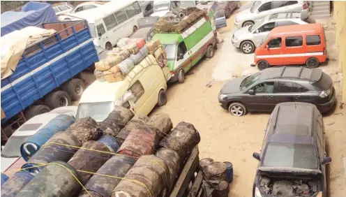  ?? Photo: Kehinde Akinyemi ?? Some vehicles and contraband goods impounded by the Nigeria Customs Service, Ogun State Command that were shown to newsmen in Abeokuta yesterday