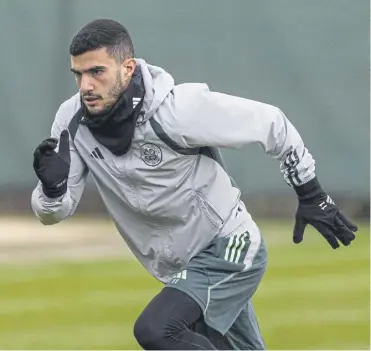  ?? ?? Liel Abada in training at Lennoxtown yesterday but he won’t play for Celtic this weekend, says manger Brendan Rodgers, below