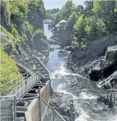  ?? TOM MOFFATT/ATLANTIC SALMON FEDERATION VIA AP ?? This June 2016 photo provided by the Atlantic Salmon Federation shows Magaguadav­ic Fishway in St. George, N.B. This fishway has been monitored by the Atlantic Salmon Federation since 1992 for impacts of escaped farmed Atlantic salmon. The federation says no wild Atlantic salmon have returned to the key river in New Brunswick, prompting concern for the fish’s population health in the U.S. and eastern Canada.