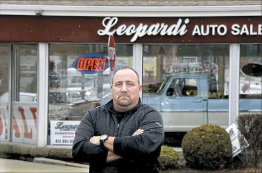  ?? Darrell Sapp/Post-Gazette ?? Leopardi Auto Sales business manager Brent Mangold. “Your sales hat is always on,” he said.