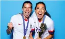  ??  ?? Tobin Heath and Christen Press after winning the 2019 Women’s World Cup. Photograph: Naomi Baker/FIFA/Getty