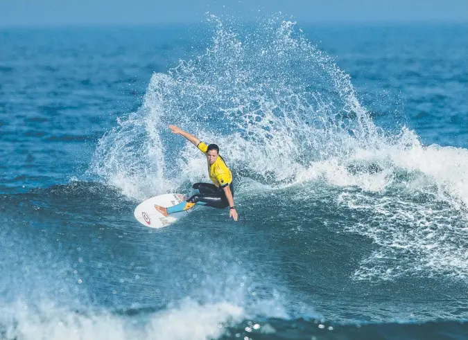  ?? Picture: AAP ?? Tyler Wright shows her class at the Cascais Women's Pro 16 in Portugal but was pipped in the final by American Courtney Conlogue.