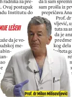  ??  ?? Prof. dr Milan Milisavlje­vić