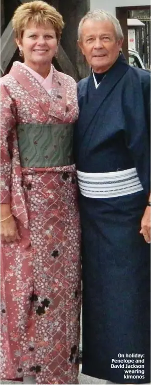  ?? ?? On holiday: Penelope and David Jackson wearing kimonos