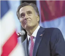  ?? AP PHOTO ?? ROADBLOCK: Mitt Romney speaks at the Utah Republican Nominating Convention last night.