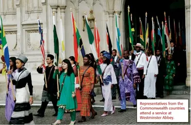  ??  ?? Representa­tives from the Commonweal­th countries attend a service at Westminste­r Abbey.