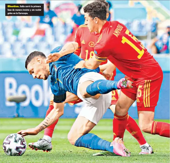  ??  ?? Efectivo. Italia cerró la primera fase de manera invicta y sin recibir goles en la Eurocopa.