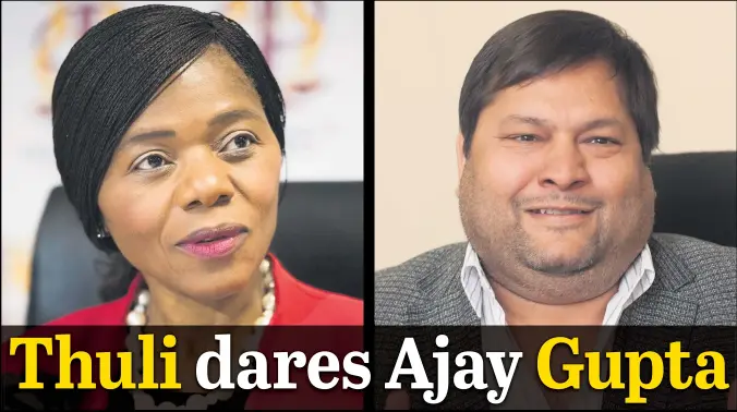  ?? Pictures: Gallo Images ?? TRUTH MUST OUT. Former public protector Thuli Madonsela’s message to Ajay Gupta, right, is clear: ‘ask the current protector to clear your name’, after he accused her of bias in a statement to the Commission of Inquiry into State Capture.