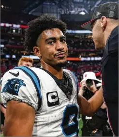  ?? BRYNN ANDERSON/ASSOCIATED PRESS ?? Carolina Panthers quarterbac­k Bryce Young has struggled behind an injuryfill­ed offensive line, going 0-5 as a starter. He’s thrown for 967 yards and six touchdowns with four intercepti­ons.