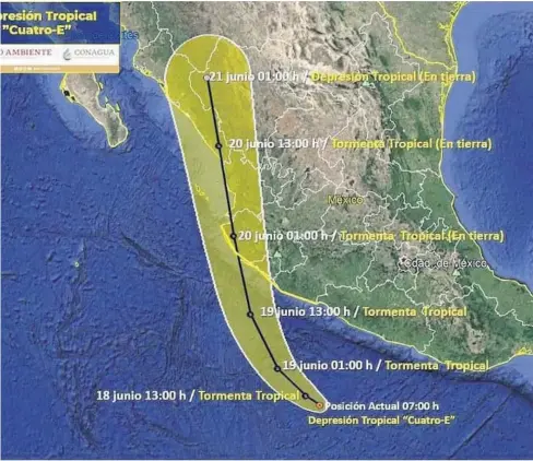  ?? FOTO: CORTESÍA ?? > Informació­n del movimiento de la tormenta.