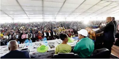  ?? (Photo: GCIS) ?? President Jacob Zuma addresses workers and community members at the launch of the new Rural Enterprise­s Developmen­t Hub near Mbizana in the Eastern Cape.