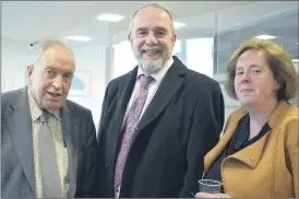  ?? (Photo: Katie Glavin) ?? Jim Baylor, Tom Beresford and Jacqui Creed, pictured at Fermoy Town Hall shortly before the civic reception for Fermoy Musical Society got underway.