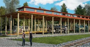  ?? HANDOUT IMAGE ?? An artist’s rendering shows the design of the pavilion planned for the Central B.C. Railway and Forestry Museum.