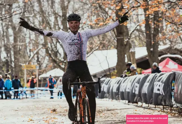  ??  ?? Gunnar takes the under-23 win at the 2018 Canadian CX championsh­ips