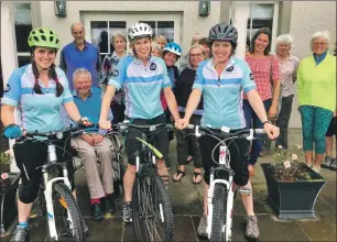  ??  ?? The three ladies at the training lunch before the Edinburgh night ride.