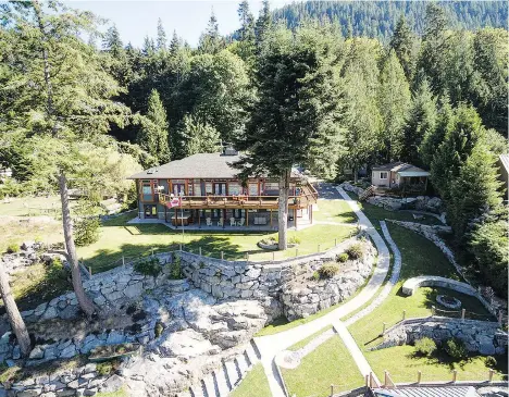  ??  ?? 12853 Sunshine Coast Hwy., a five-bedroom in Pender Harbour that includes three self-contained cottages, sold for $3 million in the spring.