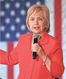  ?? JOHN SOMMERS II, GETTY IMAGES ?? Hillary Clinton speaks to the crowd Monday at a rally at La Gala in Bowling Green, Ky.