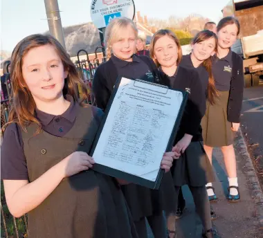  ??  ?? From left, Jessamine Werner, nine, Orla Reeves, eight, Evie Porter, eight, Niamh Gregory, nine, and Daisy Freebody, eight. Ref:132384-15