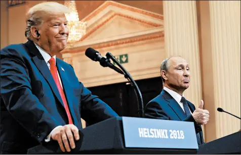  ?? PABLO MARTINEZ MONSIVAIS/AP 2018 ?? Experts warn President Trump may wish to replicate what he sees as a vaccine triumph by Vladimir Putin’s Russia.