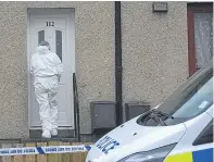  ?? Pictures: George McLuskie. ?? Police outside the house in Keltyhill Avenue where Colin Oliphant, top right, was found dying.