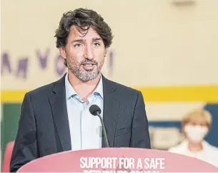 ?? CHRISTOPHE­R KATSAROV THE CANADIAN PRESS ?? Justin Trudeau’s government is drawing up a blueprint for pandemic-age government, which the prime minister promises will be an ambitious plan “to build Canada back better.”