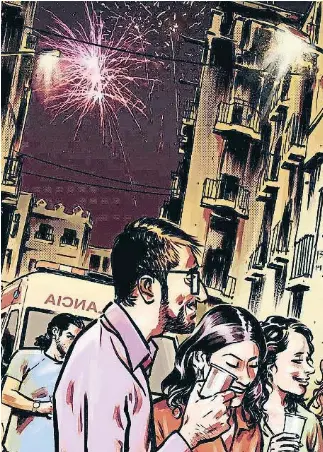  ??  ?? La Barcelona de hoy. Viñeta de Arde, cabrón, cómic de Josep Busquet y Fernando Blanco incluido en elvolumen colectivo BCN Noire (Norma)
