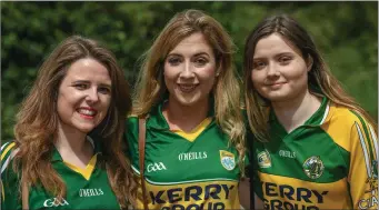  ?? Photo by Eóin Noonan/Sportsfile ?? Kerry supporters Lisa Mulville, left, with Cathrine Rahilly, centre, and Siobhan Rahilly on their way to the Munster GAA Football Senior Championsh­ip Final match between Kerry and Cork at Fitzgerald Stadium