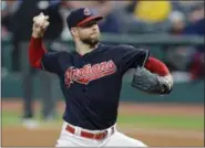  ?? TONY DEJAK — THE ASSOCIATED PRESS ?? Indians starting pitcher Corey Kluber delivers in the first inning against the White Sox on Sept. 30 in Cleveland.