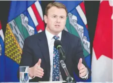  ?? GOVERNMENT OF ALBERTA ?? Health Minister Tyler Shandro said the proposed Bill 30 will reduce surgical wait times and create options for doctors.