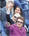  ?? ANTHONY GRUPPUSO, USA TODAY SPORT ?? Billie Jean King and Emma Stone spent Saturday at the U.S. Open women’s final.