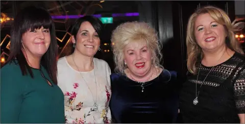  ??  ?? Sharon Dunne, Triona Faapito, Patricia Rogers and Aine McDonald at the retirement function for Patricia held in The Rum House.