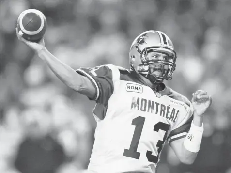  ?? NATHAN DENETTE/The Canadian Press file photo ?? Longtime Montreal Alouettes quarterbac­k Anthony Calvillo announced his retirement on Tuesday.