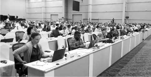  ??  ?? Delegates of the 196 states parties to the Convention on Biological Diversity step up the pace to achieve agreements on conservati­on and use of the planet’s biodiversi­ty, in a summit that closed on Dec 17 in Cancún, in Mexico.— IPS photo by Emilio Godoy