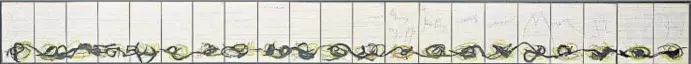  ?? JOAN MIRÓ / LV ?? Esbozo del mural ejecutado en las ventanas del COAC para la exposición Miró otro en 1969