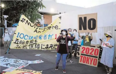  ?? // EFE ?? Protestas de ayer en Tokio para que no se celebren los Juegos