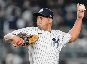  ?? Brett Coomer/Houston Chronicle ?? New York Yankees relief pitcher Wandy Peralta delivers in the fifth inning against the Houston Astros during Game 4 of the American League Championsh­ip Series at Yankee Stadium on Oct. 23.