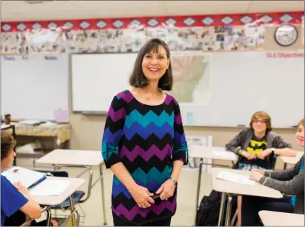  ?? GARETH PATTERSON/RIVER VALLEY & OZARK EDITION ?? Sherry Holder, a Pre-AP history teacher at Conway Junior High School, has been participat­ing in National History Day since 2000 and has had several students win state and national honors. Holder was named National History Day’s Patricia Behring Teacher...