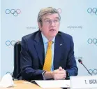  ?? PHOTO: REUTERS ?? IOC president Thomas Bach hosts the first executive board meeting of 2021 at Olympic House in Lausanne, Switzerlan­d, yesterday.