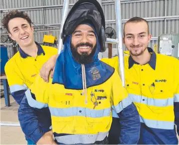  ?? ?? Norship apprentice boilermake­rs Jack Cornish, Sean Thompson and Harley Rowsel.