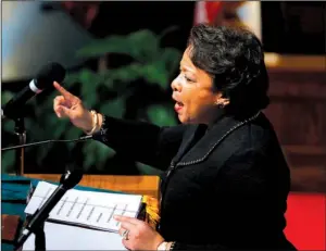  ?? AP/BRYNN ANDERSON ?? Attorney General Loretta Lynch speaks Sunday at 16th Street Baptist Church in Birmingham, Ala.