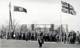  ?? Photograph: Napola School ?? Pupils and staff at the Nazi elite school in Ballensted­t prepare for a football match with a private school team from the UK, spring 1937.