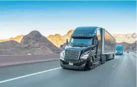  ??  ?? The current Freightlin­er Cascadia already features ‘hands-off’ SAE level 2 autonomous driving capability.
