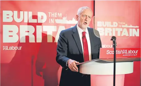  ??  ?? Labour leader Jeremy Corbyn during his visit to the Fairfield Shipbuildi­ng Museum in Glasgow. Picture: PA.