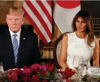  ?? Photo: AP/Pablo Martinez Monsivais ?? President Donald Trump and First Lady Melania at the Mar-a-Lago club in Palm Beach as they hosted Japanese Premier Shinzo Abe and his wife Akie.